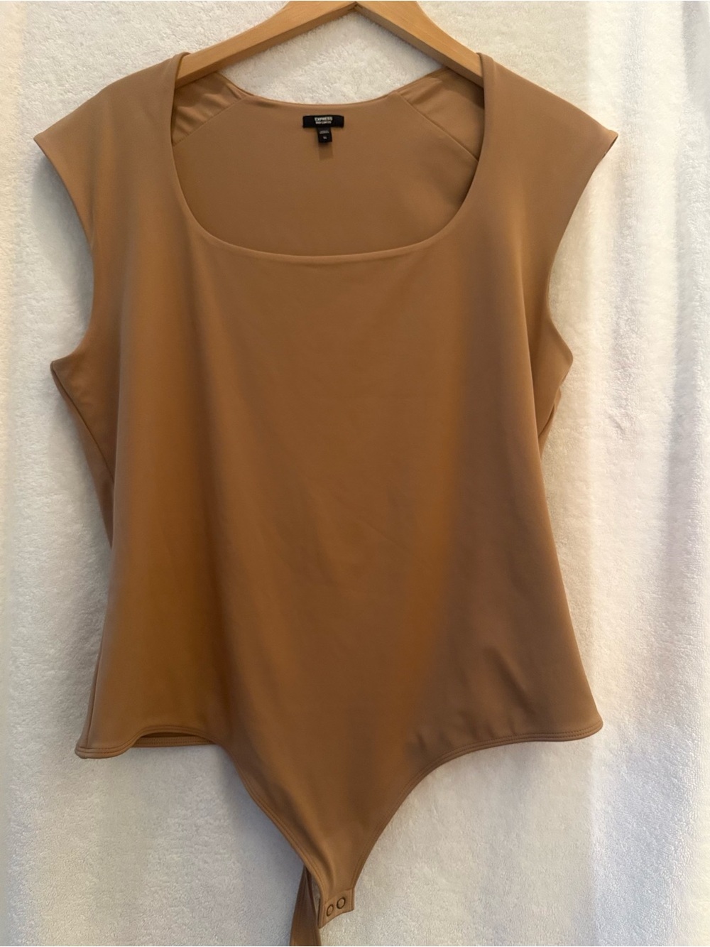 Express Tan Scoop Neck Bodysuit Top